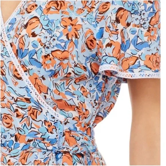 Poupette St Barth Floral Joe Maxi  Dress in Blue and Orange - Picture 6 of 6